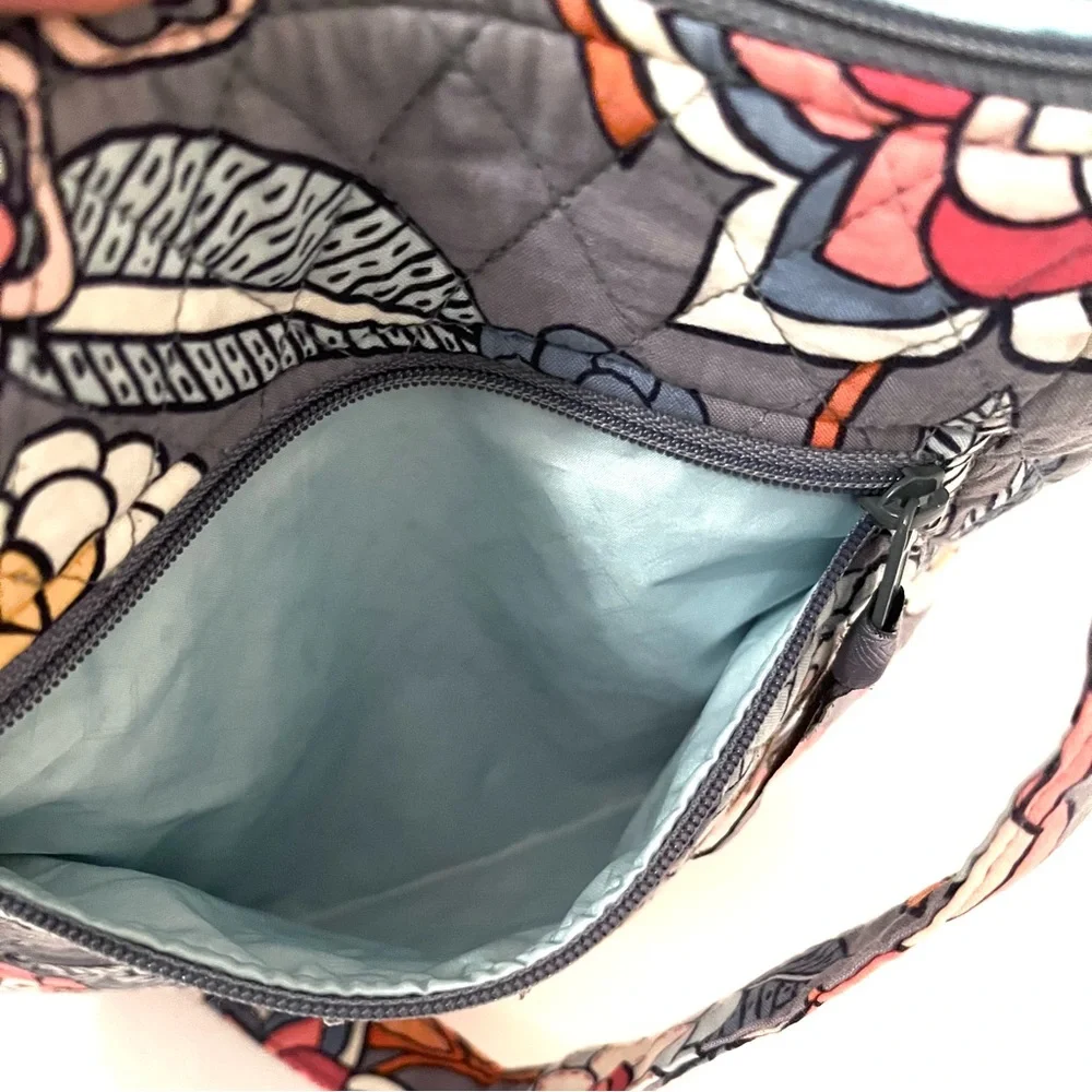 Vera Bradley Quilted Crossbody Bag Gray Floral Retired Pattern - Picture 9 of 14